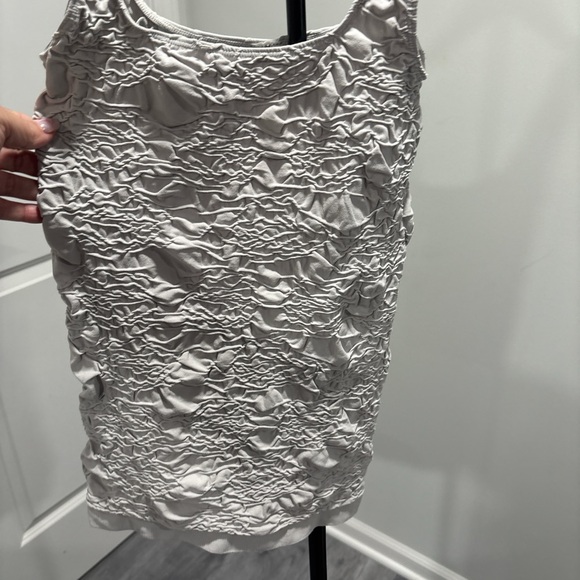 Scala Light Gray Textured Ruched Tank Top - Picture 2 of 6